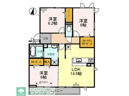 ロイジェントパークス レイクタウン II C(3LDK/3階)の間取り写真