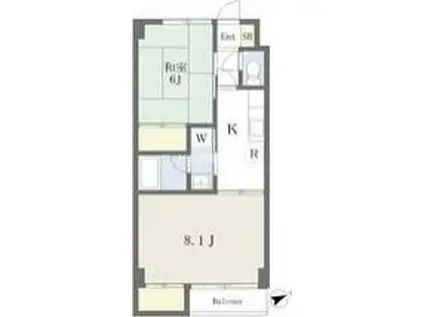 ハイムスT1(2K/3階)の間取り写真