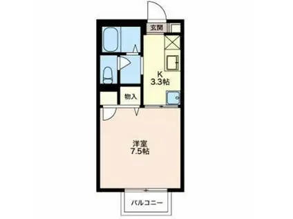 グリーンベールK2(1K/1階)の間取り写真