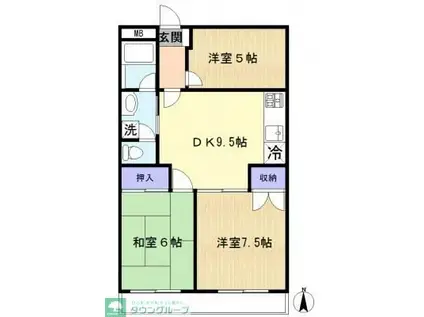 サンライフ大和田(3DK/1階)の間取り写真