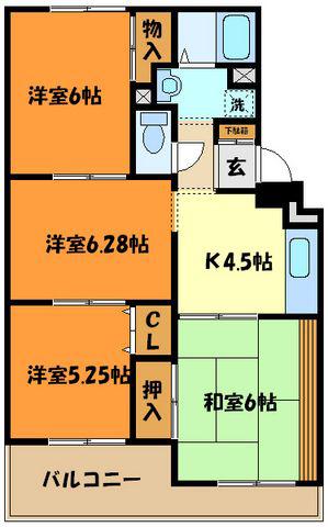 クレール清水(3LDK/3階)の間取り写真