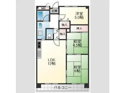 クリーンピアあがほ駅前町(3LDK/5階)の間取り写真
