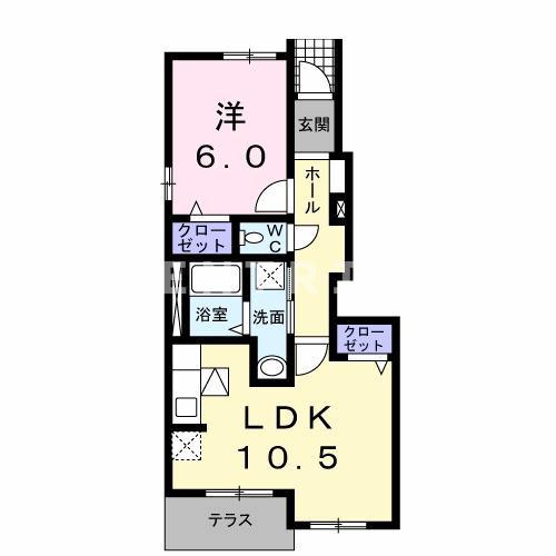 ショコラ(1LDK/1階)の間取り写真