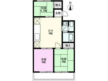 ビクトリアマンション(3DK/2階)の間取り写真