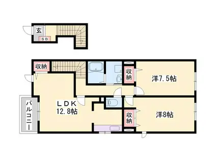 カーサフェリーチェI(2LDK/2階)の間取り写真