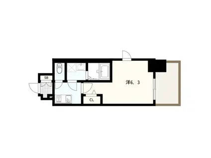 フォーリアライズ大阪ミッテ(1K/2階)の間取り写真