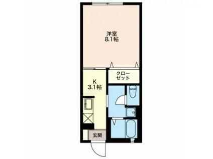 コスモス I(1K/2階)の間取り写真