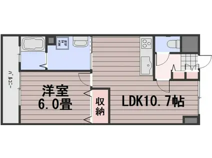 ロンディーネ福富I(1LDK/4階)の間取り写真