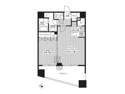 グランハイツ代々木(1LDK/5階)の間取り写真