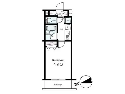 プレールドゥーク西新宿(1K/5階)の間取り写真