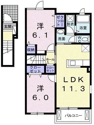 ロジュマン リアンB(2LDK/2階)の間取り写真