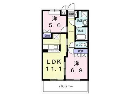 エスポワールII(2LDK/2階)の間取り写真