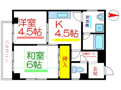 柴田マンション(2K/2階)の間取り写真