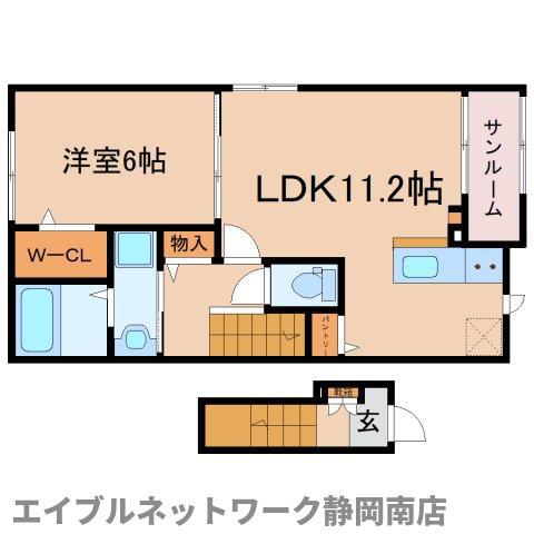 ヒカルサ焼津塩津ウエスト(1LDK/2階)の間取り写真