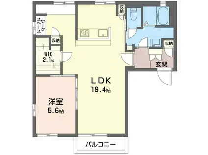 サンラフォーレC(1LDK/2階)の間取り写真
