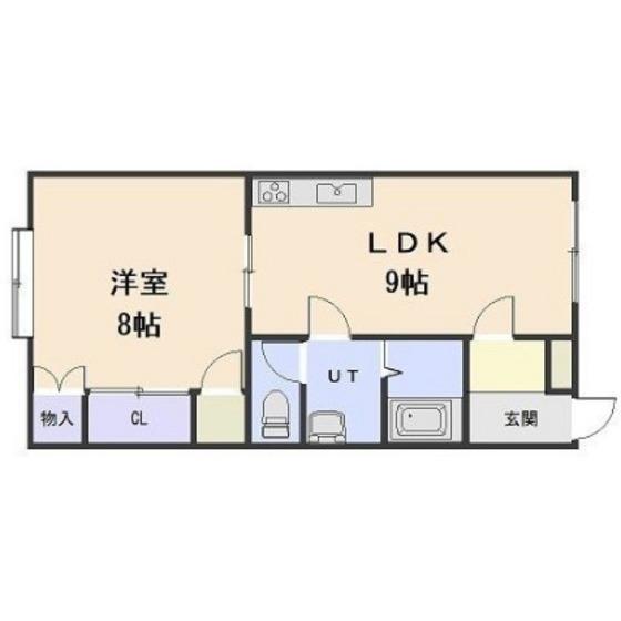 ロイヤルガーデンA(1DK/2階)の間取り写真