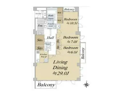 プレイズ覚王山法王町(3LDK/3階)の間取り写真