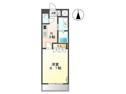 ラティール(1K/1階)の間取り写真