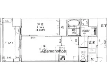 ラシュール・イン大橋II(1LDK/2階)の間取り写真