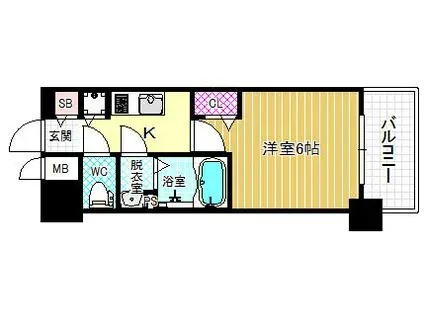 プレサンス大阪福島レシェンテ(1K/2階)の間取り写真