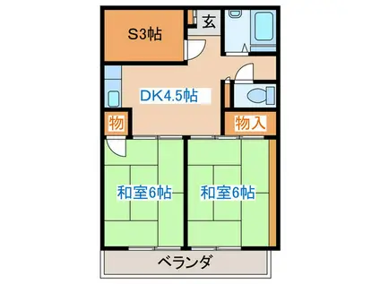 コーポタムラ(2SDK/3階)の間取り写真