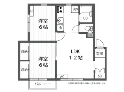メゾン・ドゥ・花水木(2LDK/2階)の間取り写真
