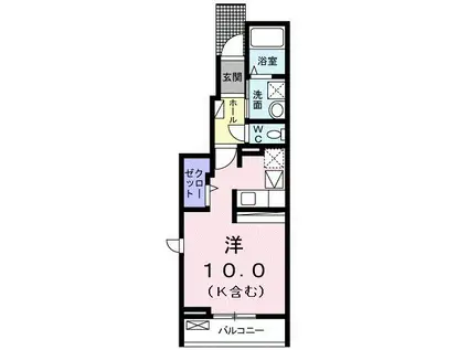 シャンス エール(ワンルーム/1階)の間取り写真