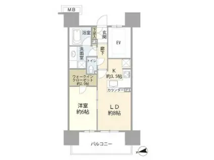 プライムパークス品川シーサイド ザ・レジデンス(1LDK/11階)の間取り写真