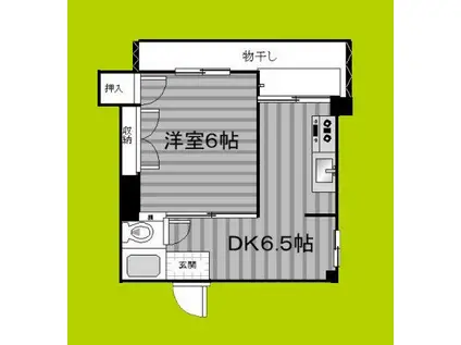 ハイツ北畠(1DK/1階)の間取り写真