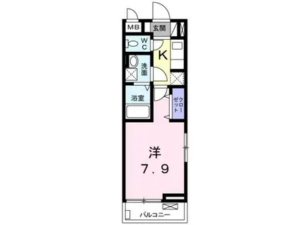 フェリーチェ五番館(1K/2階)の間取り写真