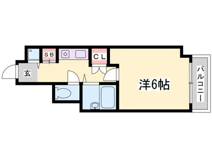 S-FORT神戸三宮北(1K/2階)の間取り写真