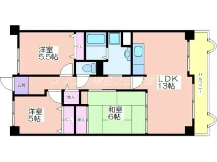 サワー・ドゥー住之江公園(3LDK/3階)の間取り写真