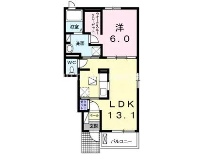 ラッフィナート(1LDK/1階)の間取り写真