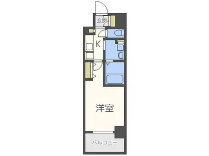 ミュプレ北浜(1K/2階)の間取り写真