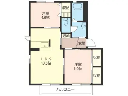 パステルハウス(2LDK/1階)の間取り写真