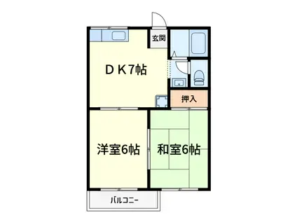 ドミール千代田(2DK/1階)の間取り写真