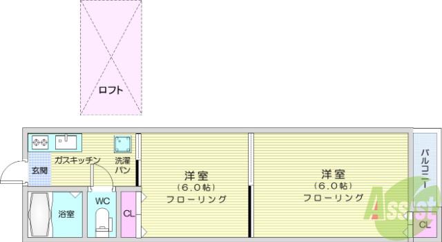 セラヴィ八幡(2K/2階)の間取り写真