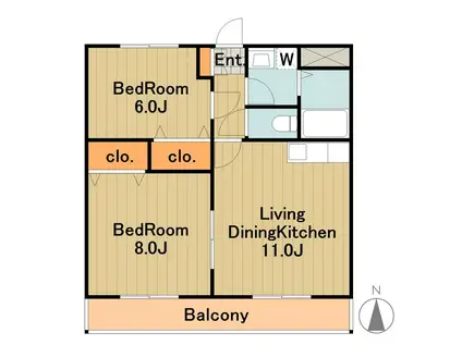 K・グランドソレーユ(2LDK/1階)の間取り写真