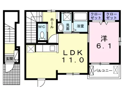 カームリー(1LDK/2階)の間取り写真