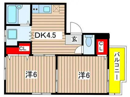 シャルム滝子(2DK/1階)の間取り写真