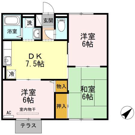 ラプランタン(3DK/1階)の間取り写真