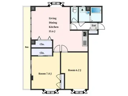 メゾンらねーじゅ(2LDK/3階)の間取り写真