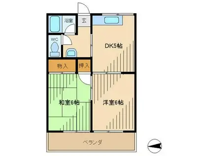 コーポ山城(2DK/1階)の間取り写真