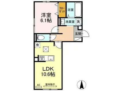 シャインテラス(1LDK/1階)の間取り写真