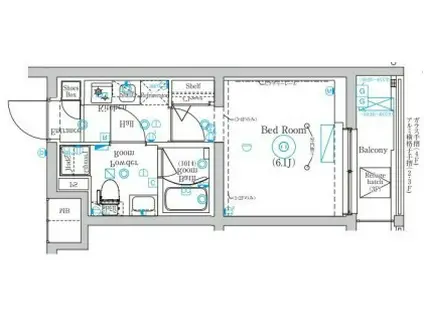 MIND 武蔵中原(1K/2階)の間取り写真