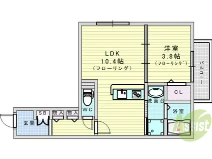 アヴェニール服部(1LDK/2階)の間取り写真