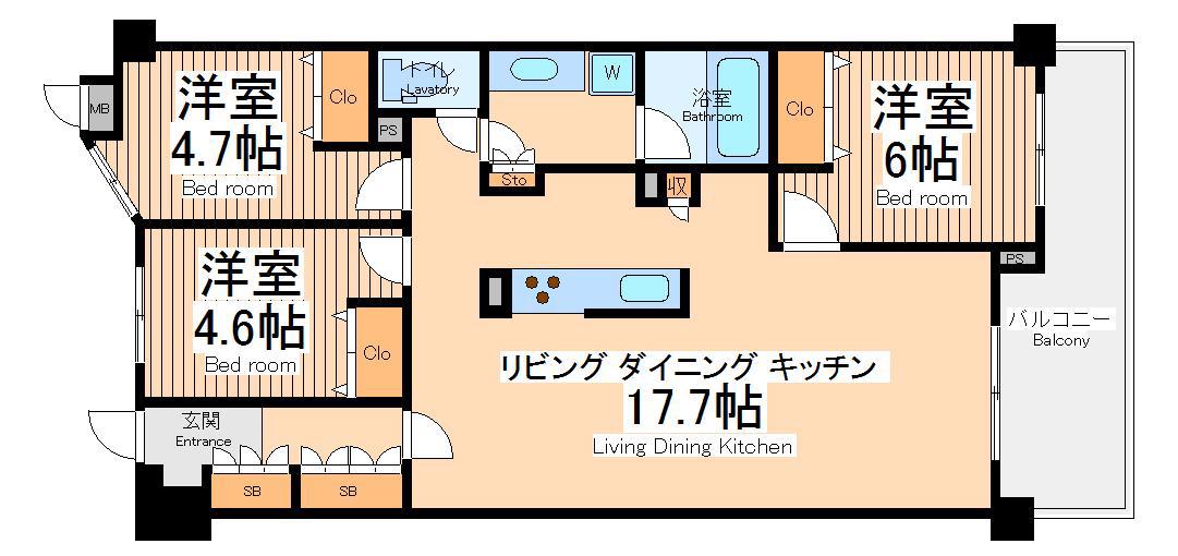 ディナ・スカーラ百合ヶ丘(3LDK/5階)の間取り写真