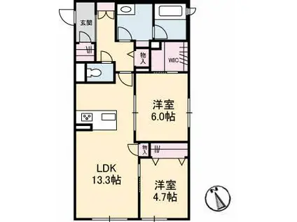 サンチェーロ(2LDK/1階)の間取り写真
