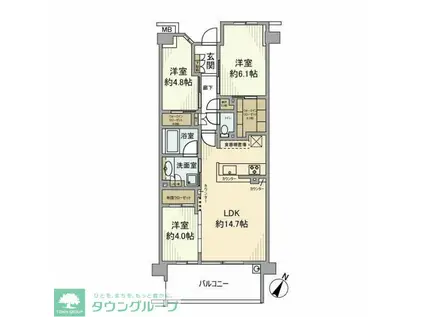プライム横浜岸谷(3LDK/1階)の間取り写真