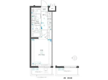 ZOOM武蔵新城(1K/1階)の間取り写真